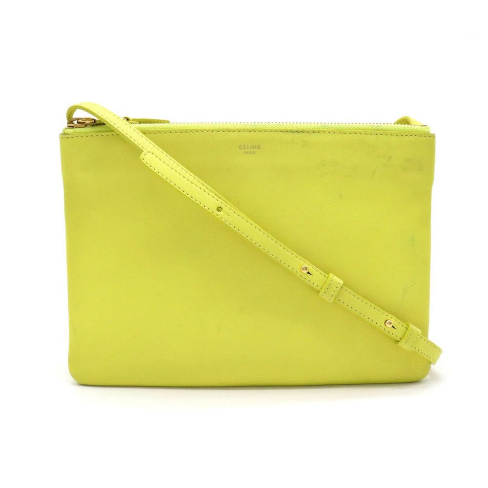 Celine Trio Crossbody Bag Lambskin Leather Yellow